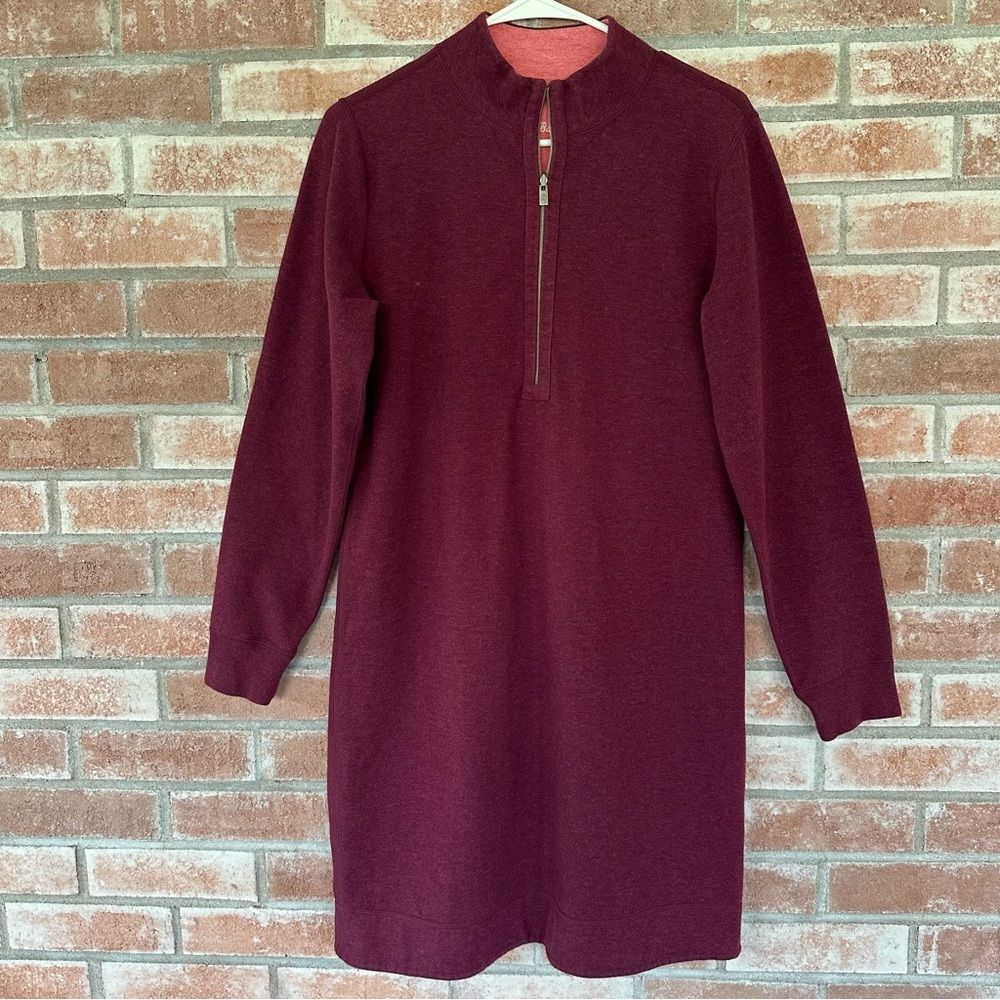 Tommy Bahama Half Zip Reversible Sweatshirt Dress Women’s Medium Burgundy
